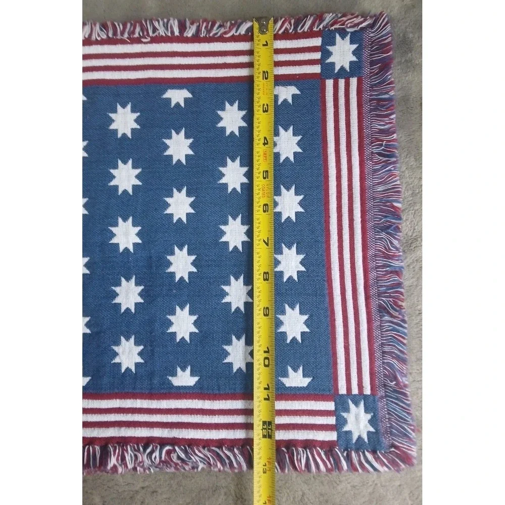 Set of 4 Patriotic Tapestry Placemats Stars Stripes Flag 4th of July Cotton READ